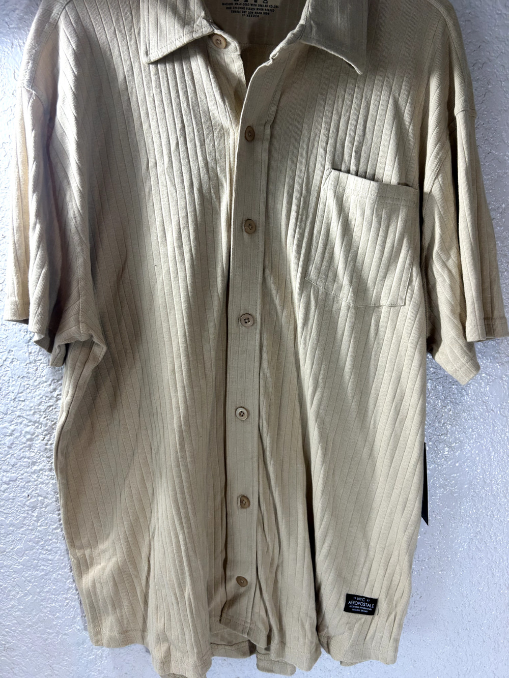 Mens Aeropostale Shirt Beige Button Down Soft sx 2XL NEW
